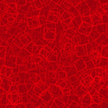 Kareler kırmızı renklerde rasgele düzenlenmiş kontür soyut seamless modeli