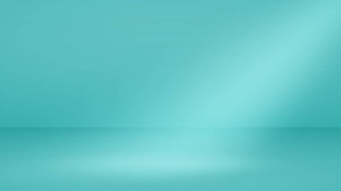 Açık mavi renkli yumuşak ışıklandırma ile boş stüdyo arkaplanı
