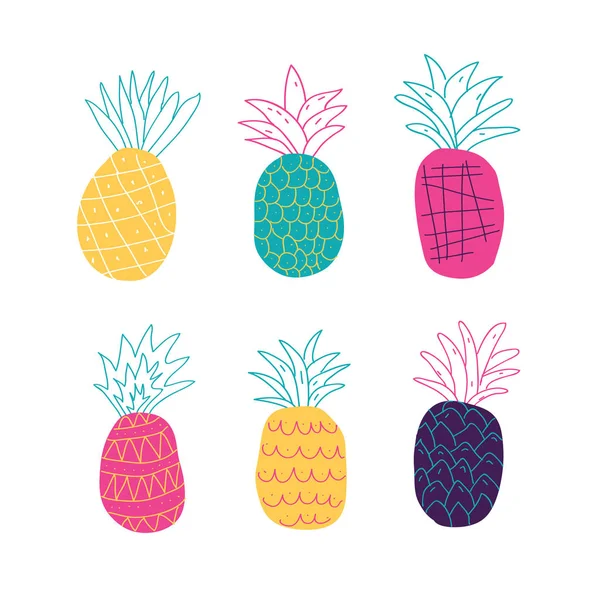 Ensemble d'ananas abstraits colorés — Image vectorielle