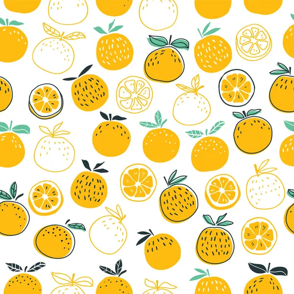 Naranja frutas sin costura patrón vector ilustración — Vector de stock