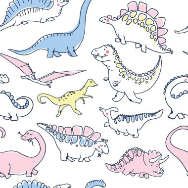 Sevimli dinozor seamless modeli