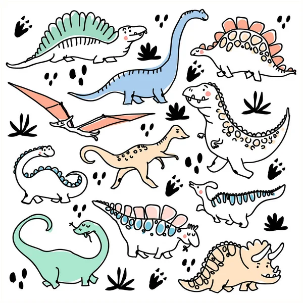 Dinozaury na słodkie i zwrotnik roślin — Wektor stockowy