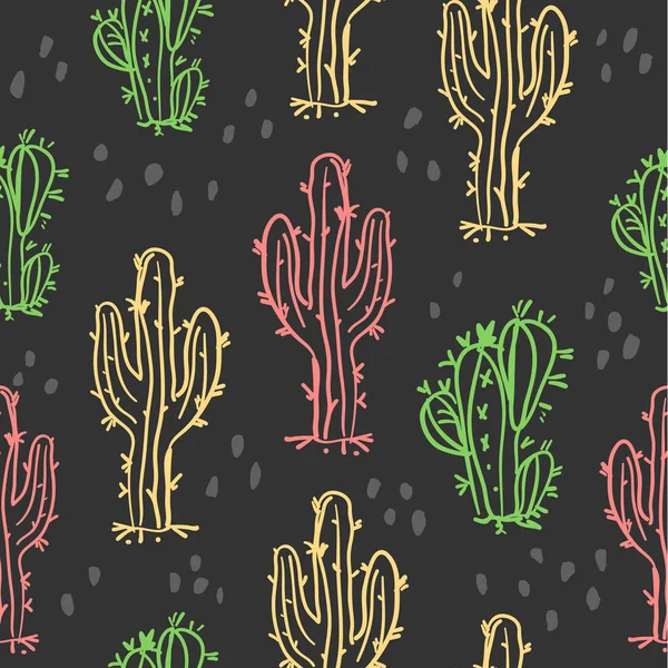 Şirin el çekilmiş kaktüsler ve succulents desen