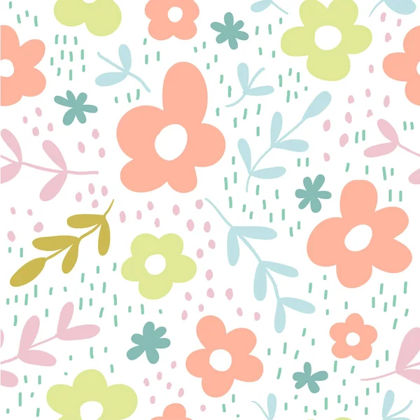 北欧スタイルの花のシームレス パターン — ストックベクタ