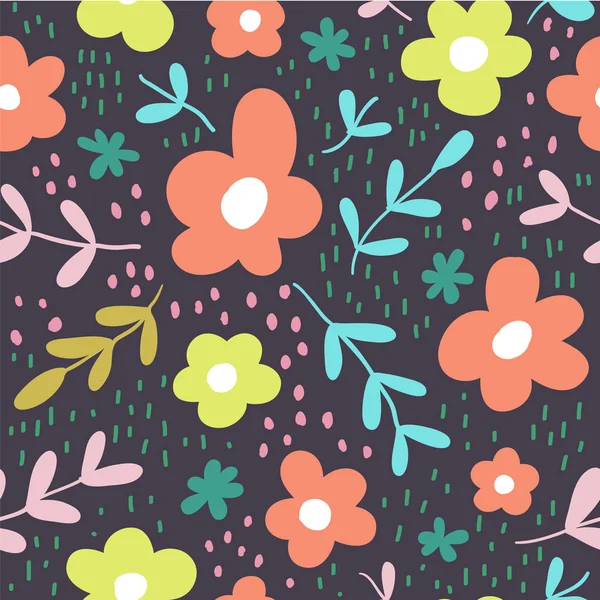 北欧スタイルの花のシームレス パターン — ストックベクタ