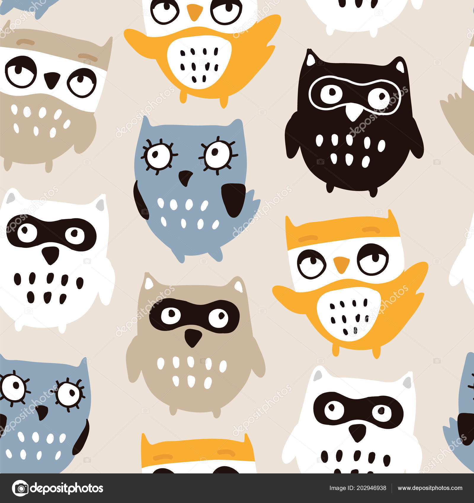 Cute owls seamless pattern Stock Vector by ©tvovchek 202946938, image size:1600x1700