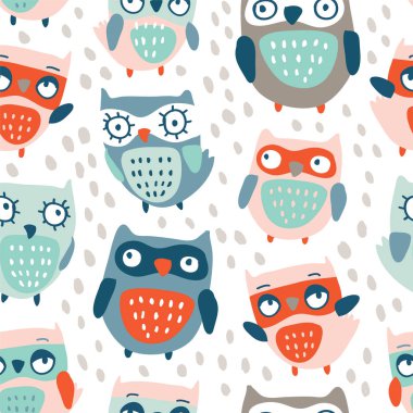 sevimli baykuşlar seamless modeli