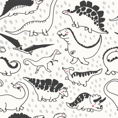 Sevimli dinozor seamless modeli