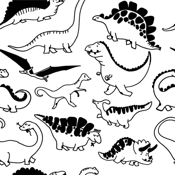 Cute dinosaurs seamless pattern — Stock Vector