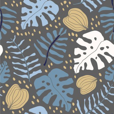 tropikal palmiye monstera Dikişsiz desen bırakır