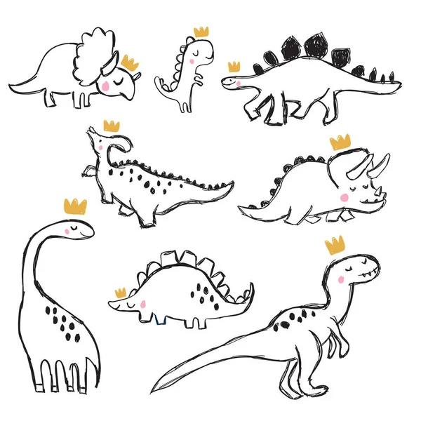 Hand ritning dinosaurie illustration vektor. — Stock vektor