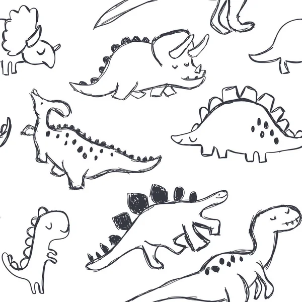 Cute dinosaurs seamless pattern — Stock Vector