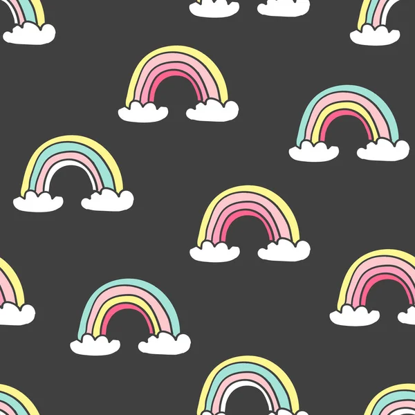 Kids seamless pattern with colorful rainbows