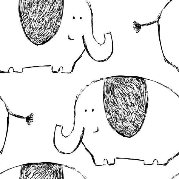 귀여운 코끼리와 함께 완벽 한 유치 한 패턴 — 스톡 벡터