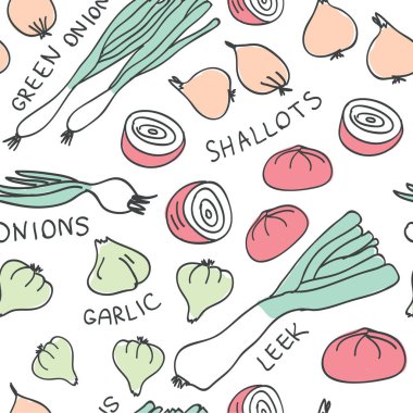 Elle çizilmiş doodle sebze seamless modeli