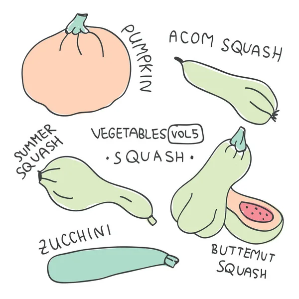 Elle çizilmiş doodle renkli sebze ile ayarlayın. Stil vektör toplama kroki. Sebze düz Icons set