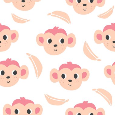 Sevimli maymunlar ve muzlar seamless modeli