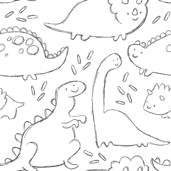 Schattige baby dinosaurussen naadloze patroon — Stockvector