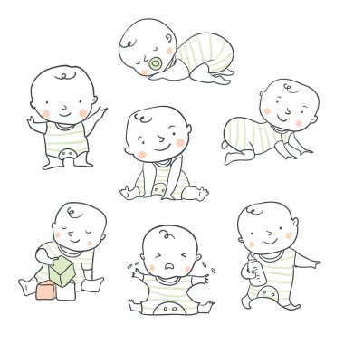 Şirin bebek vektör çizim bebek duş için