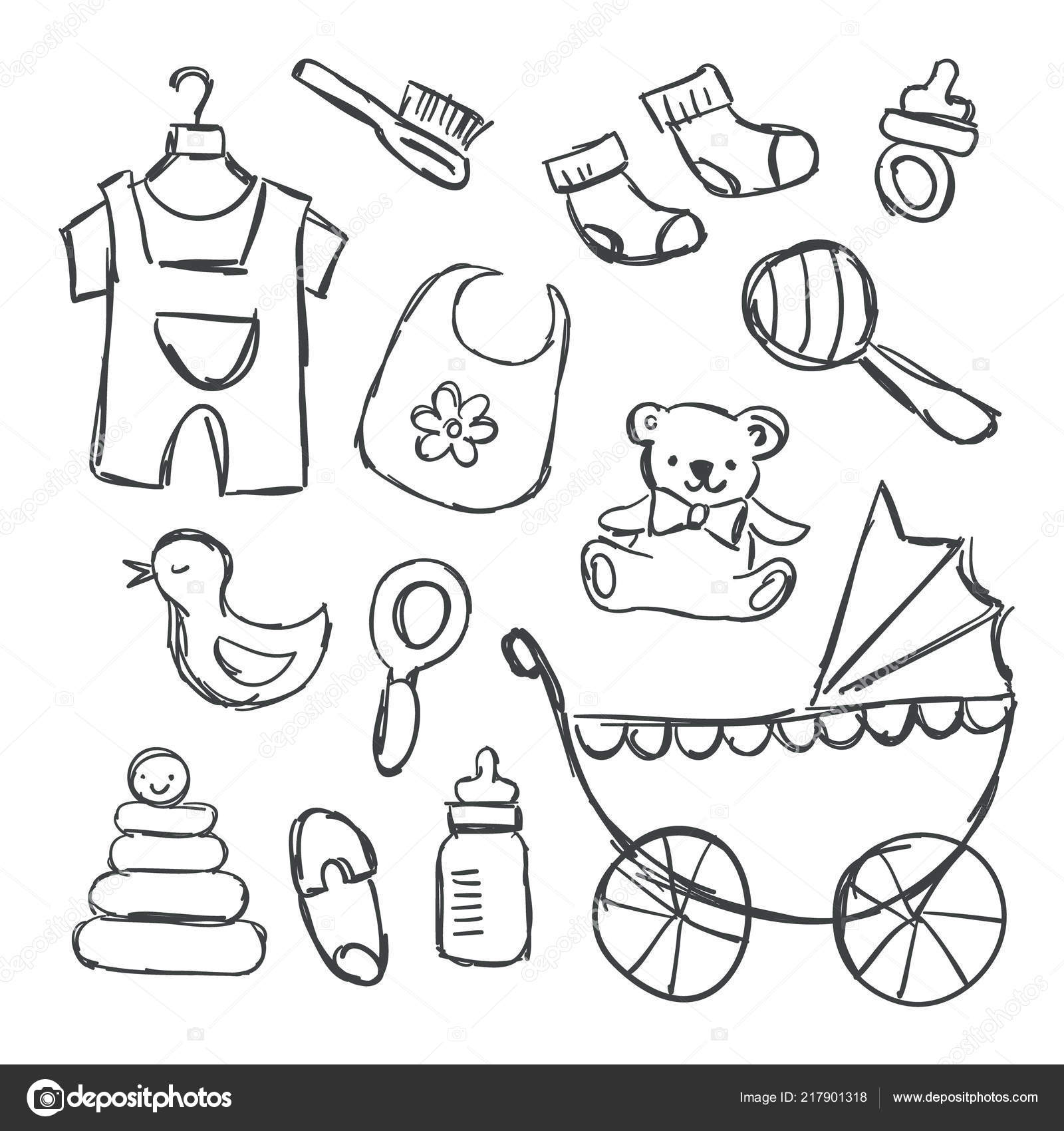 Vector Illustration Of Baby Shower Items Doodles Vector Image By Tvovchek Vector Stock 217901318