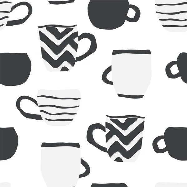 Motif sans couture avec des tasses de style scandinave — Image vectorielle