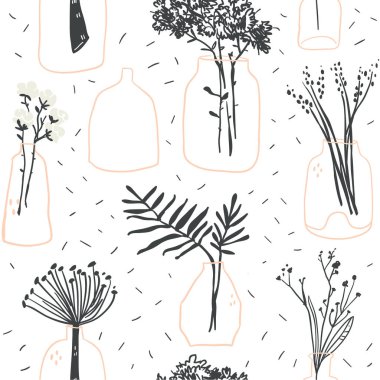 Minimalist cam vazo ile seamless modeli Hygge