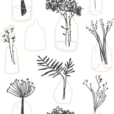 Minimalist cam vazo ile seamless modeli Hygge