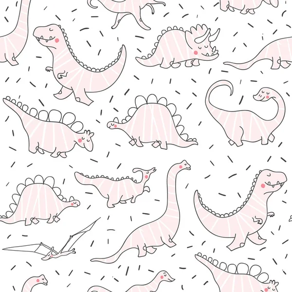 Dinosaurios lindo patrón sin costura — Vector de stock