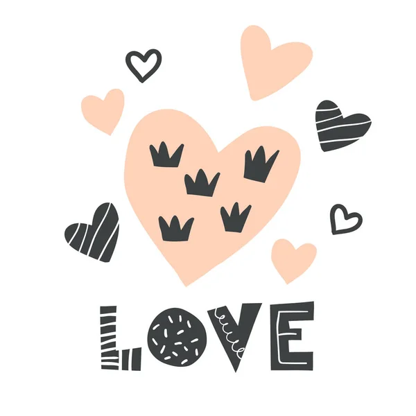 Diseño de tarjetas de felicitación de San Valentín con corazones — Vector de stock