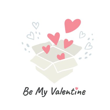 Sevgililer günü tebrik kartı Tasarım Kalpler kutusu