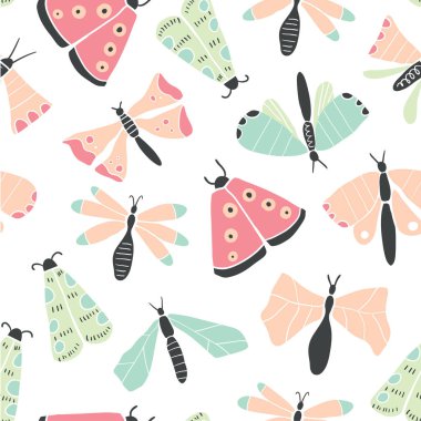 Dekoratif kelebek ile Seamless modeli güve