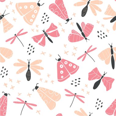 Dekoratif kelebek ile Seamless modeli güve