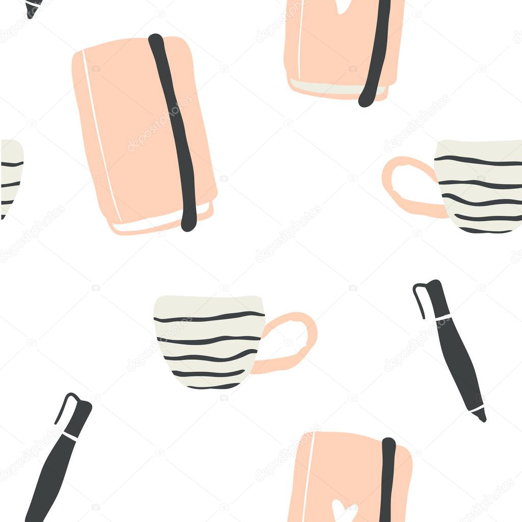 Seamless pattern of hygge blogger elements