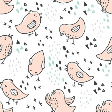 sevimli kuş seamless modeli