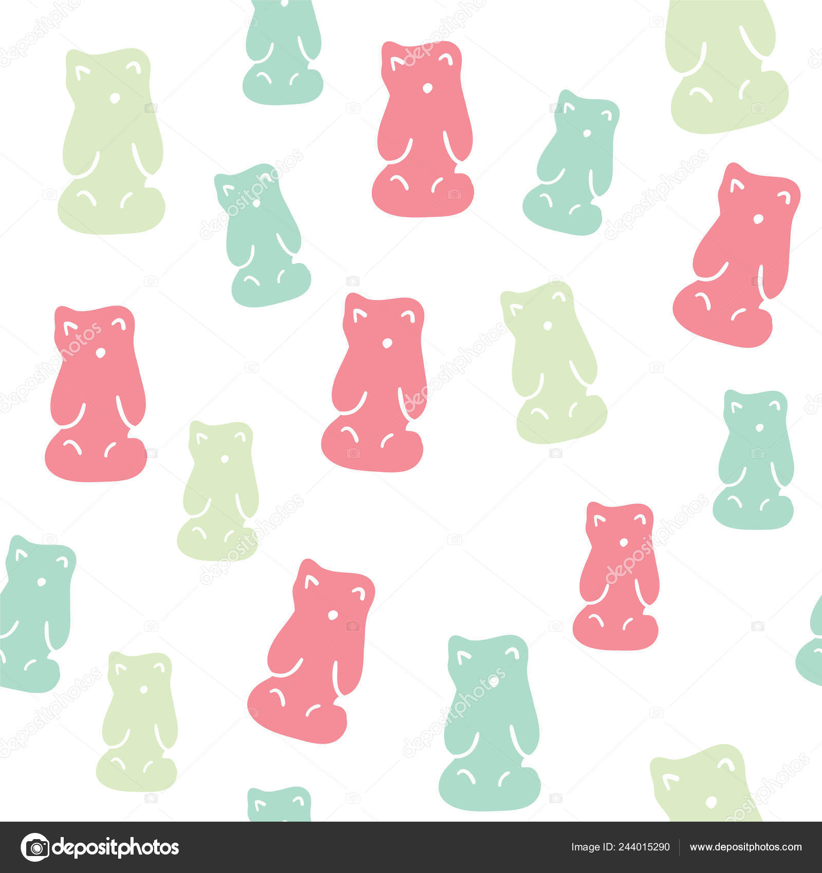 Colored Cartoon Gummy Bear on a White Background Stock Vector