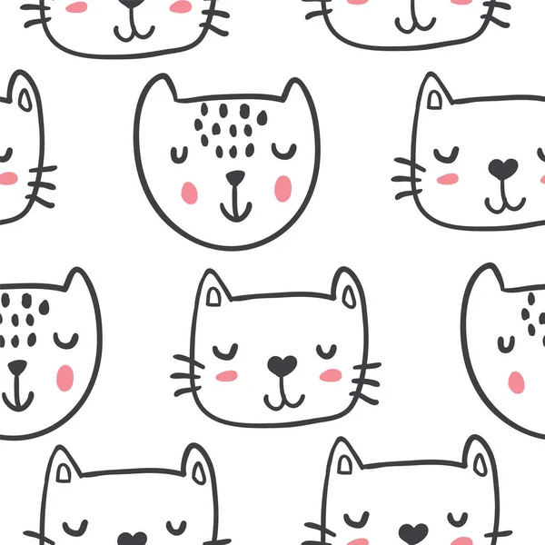 Chats drôles dessinés à la main dans le style croquis — Image vectorielle