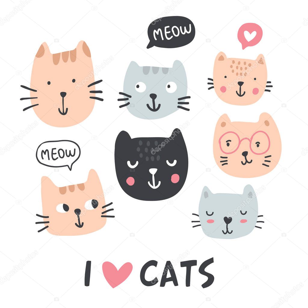 Funny cats collection - vector