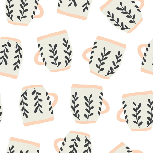 Motif sans couture avec des tasses de café — Image vectorielle