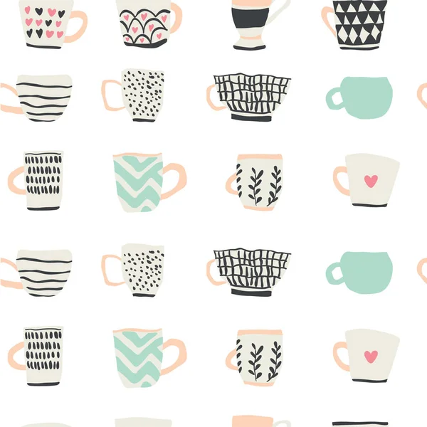 Motif sans couture avec des tasses de café — Image vectorielle