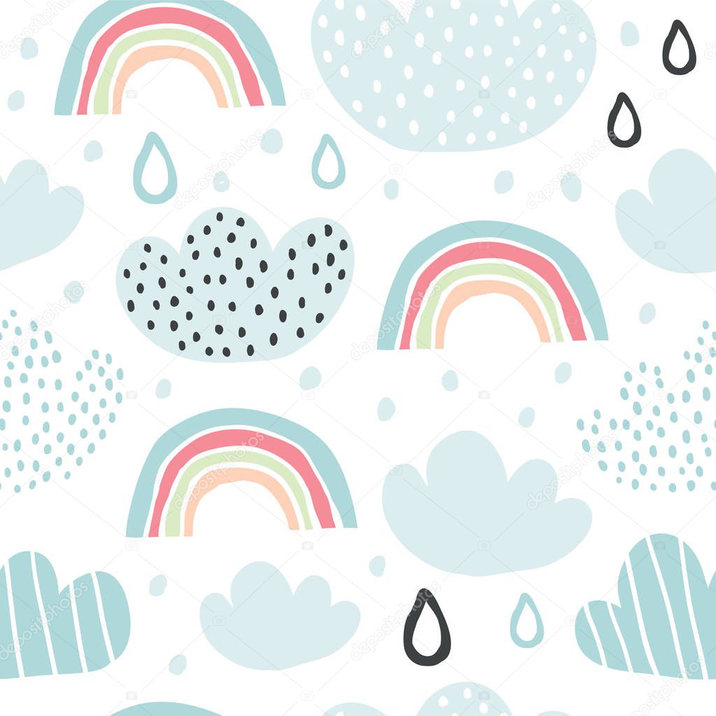 Vector background with cute smiling cloud