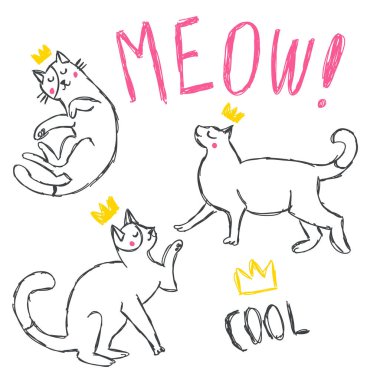 Sevimli komik kediler set vektör