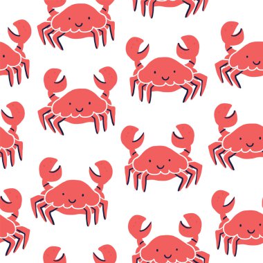 Komik el harflerle sualtı yengeç çizilmiş