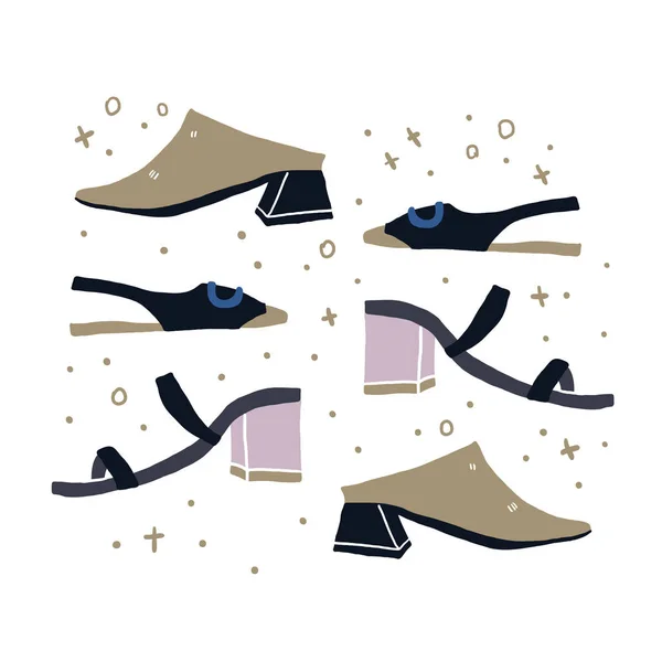 Vektoros illusztráció divat Női cipő — Stock Vector
