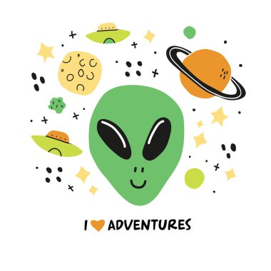 daire illüstrasyon yabancı ufo ve beyaz gezegenler