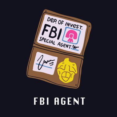 Siyah özel Fbi ajanı id vektör illüstrasyon