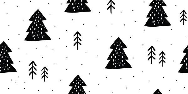 Childish seamless pattern, black and white pines — Stock Vector