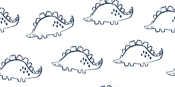 Kinder Dinomuster als Umriss Tusche Kinder Zeichnung — Stockvektor