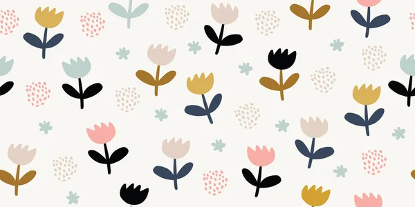 Elegantes nahtloses Muster mit farbenfrohen Blumen — Stockvektor