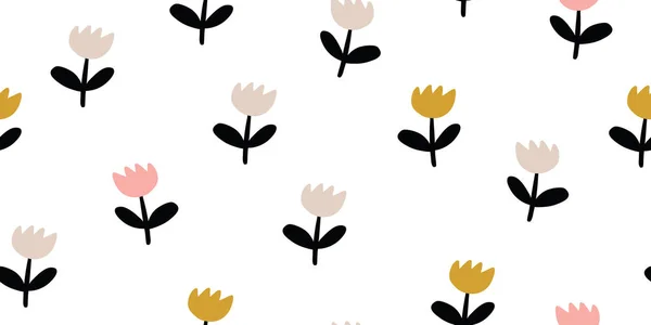 Elegant naadloos patroon met kleurrijke bloemen — Stockvector