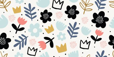 Renkli çiçekler ile zarif dikişsiz desen